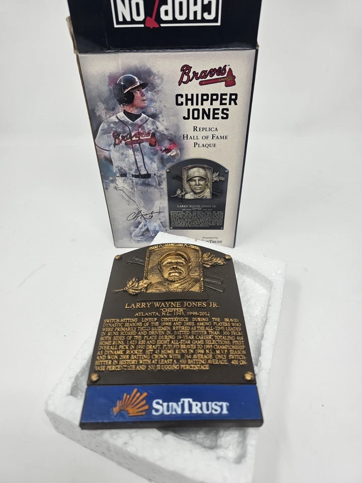 CHIPPER JONES HALL OF FAME PLAQUE REPLICA ATLANTA BRAVES SUNTRUST SGA 8/10/18 - Image 1 of 4