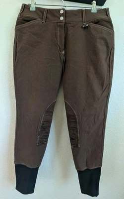 Calça de Equitação Equine Couture Sportif Natasha Joelho Patch 32 Marrom  - Imagem 1 de 4