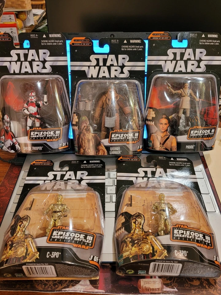 LOTE 5 FIGURAS Star Wars Episodio III Batallas WOOKIE WARRIOR SHOCK TROOPER PADME C3PO Foto 1 de 4