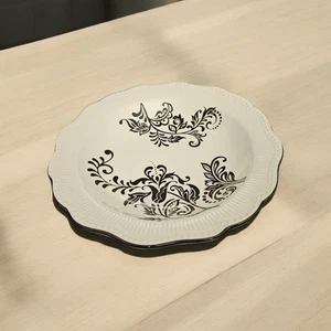 American Atelier Sonnet 5751 Ironstone 9" Soup Pasta Bowl Black Floral China - Picture 1 of 4