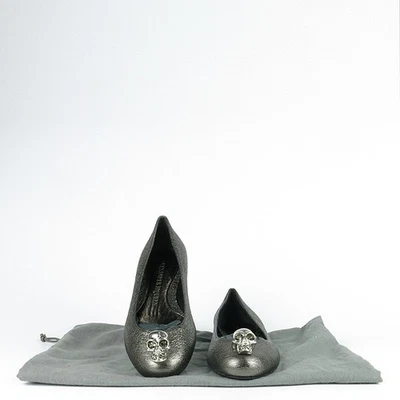 ALEXANDER MCQUEEN SKULL DECORATION MATALLIC FLAT SHOES - 230MM - Image 1 of 4