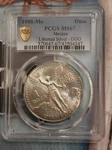 1988 Mo Mexico Onza Libertad .999 Silver PCGS MS67 DDO - Picture 1 of 2