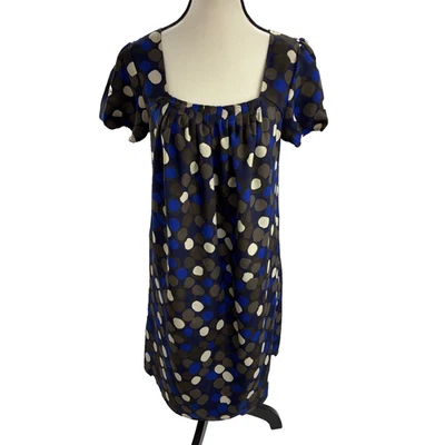 Mossimo Womens Size S Dress Blue Black Polka Dot Short Sleeve Square Neck Foto 1 de 4
