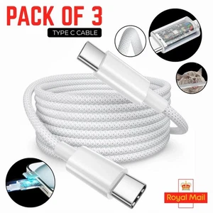 Type C to Type C Cable PD 60W Fast Charger Braided Long USB Lead LED For Samsung - Picture 1 of 13