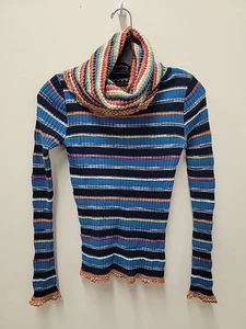 Vintage Missoni Ribbed Knit Sweater Multicolor Turtleneck Size S Women's - Picture 1 of 8