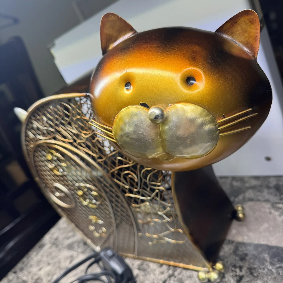 Retro Deco Breeze Decorative Table Fan Desk 2 Speed Electric Tabletop kitty cat - Image 1 of 4