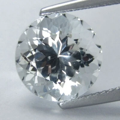 Piedra preciosa suelta Brasil corte redondo 10,8 mm topacio blanco natural brillante 6,52 quilates Foto 1 de 2