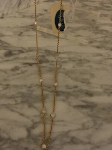 Vintage gold necklace Richelieu Necklace Gold Tone 1960s jewelry Pearls /Glass - Picture 1 of 12