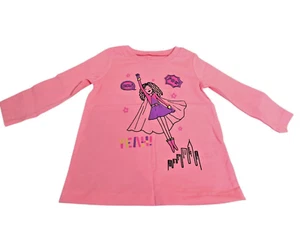 Camisa OshKosh Bgosh Niñas 6M Rosa Superhéroe Manga Larga NUEVA - Imagen 1 de 5