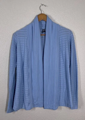 Suéter Cárdigan Tejido Frente Abierto IBEX Talla XS Mezcla Lana Merino Azul Texturizado Foto 1 de 4