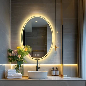 Led Oval Bathroom Mirror Waterproof Lightstrip Antifog Vanity Mirror Ultra Brigh - Picture 1 of 13