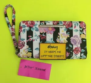 ❤️SELTENE AUSVERKAUFT - NEU BETSEY JOHNSON SCHWARZ WEISSER STREIFEN Geldbörse CLUTCH ARMBAND❤️ - Bild 1 von 6