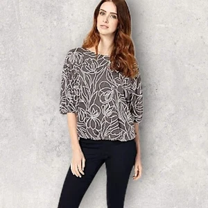 Phase Eight Womens Grey Cecily  Jacquard Batwing Blouson Top UK 12 - Picture 1 of 6