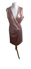 Lipsy Rose Gold Ruched Wrap Dress Size 18 Uk