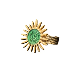 Hey Bou Gold Plated Green Sun Resin Ring Handmade in Turkey - Picture 1 of 3