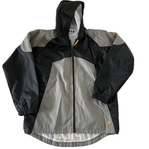 Vintage FILA Men's Full Zip Windbreaker Jacket Gray Black Color Block Size XL - Picture 1 of 8