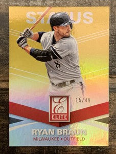 2015 Panini Elite #99 Ryan Braun STATUS GOLD Parallel SP #’d /49 MINT