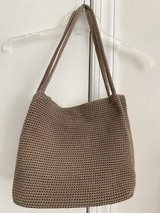 The Sak Woven Chocolate Brown Tweed Crochet Boho Hobo Purse Satchel Handbag - Picture 1 of 16