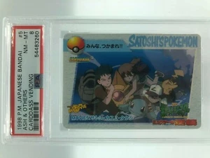 PSA 8 Near MINT Pokemon Japanese Bandai Carddass 1998 Ash & Others Movie 5 - Picture 1 of 3