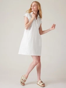 ATHLETA PERFORMANCE POPLIN Dress SIZE MEDIUM M WHITE #601542 SOLDOUT -RET-$159 - Picture 1 of 2