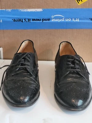 Vintage Full Alligator A.Testoni Men's 8 D BLACK  BRAGUE Dress Shoes Italy  - Image 1 of 4