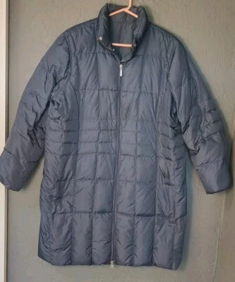 Lands End Puffer Parka Coat Women's Plus Size 1X Down Fill Navy Blue - Image 1 of 4