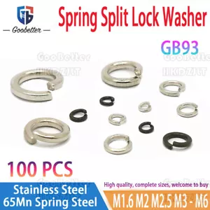 M1.6 - M6 GB93 Stainless 65Mn Steel Spring Split Lock Washer Elastic Gasket - Picture 1 of 5