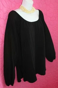 LINEA LOUIS DELL'OLIO Black Scoop Neck Tunic Sweater Long Sleeve Rayon Nylon XL  - Picture 1 of 4