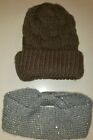 Womens Brown Extra Thick Winter Hat Gray Sparkle Earmuff 2 Pc One Size Fits Most