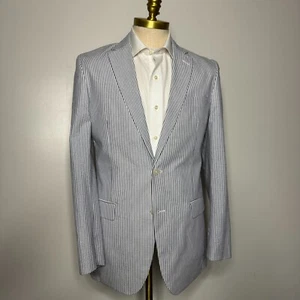 Frank Stella Men's 40L Seesucker Cotton Stripe Sport Coat Blazer 2-Button - Picture 1 of 10