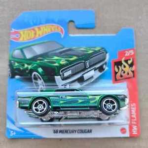 2021 Hot Wheels SHORT CARD HW FLAMES 68 MERCURY COUGAR GREEN 2/5 - Picture 1 of 1
