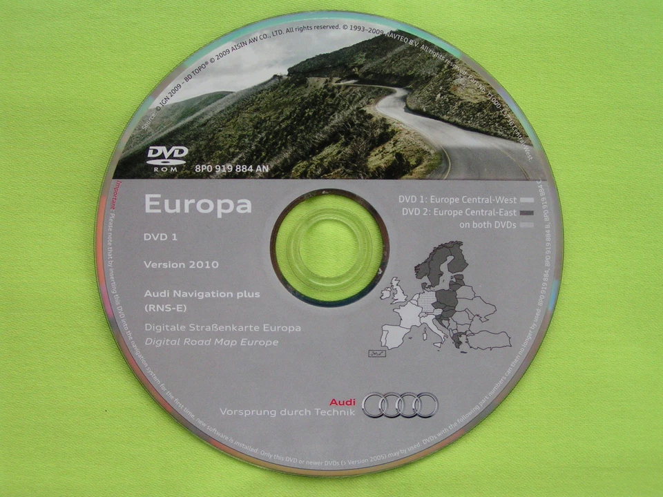 AUDI DVD NAVIGATION PLUS DEUTSCHLAND + EUR. VERSION 2010 RNS-E A3 A4 A6 TT R8 - Bild 1 von 1