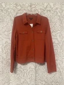 J Jill Wearever Boxy Button Super Soft Fall Boho Shacket Jacket Burnt Orange M - Picture 1 of 7