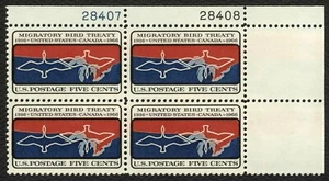 #1306 5c Migratory Bird Treaty, Plate Block [28407-08 UR] **ANY 5=FREE SHIP** - Picture 1 of 1