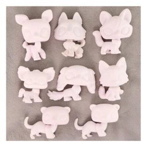 Bases blancas en blanco 8 piezas LPS zorro lobo gato ciervo hurón chihuahua rey Carlos Husky - Imagen 1 de 3
