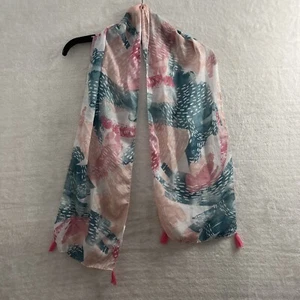 Unbranded Scarf Shawl Womans One Size Geometric Multicolor Polyester Fringed - Picture 1 of 7