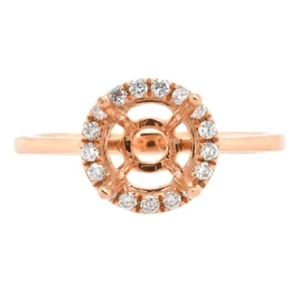 Anillo semi montaje redondo de 6,5 mm en oro rosa de 14 k con detalles de diamantes (29754) - Imagen 1 de 7