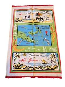 Vintage Tea Towel Welcome To New Guinea - Foto 1 di 1
