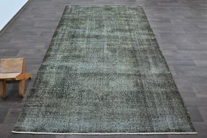 Oushak Turkish Vintage Rug 5x9 Kilim Rug Anatolian Handmade Boho Decor BLACK - Picture 1 of 10