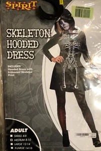 NEW Spirit of Halloween Women's Skeleton Hooded Dress Costume, Size: M 8-10 - Picture 1 of 6