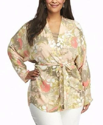 RUBY RD Plus Size 3X Precious Cargo Floral Crepon Cardigan NWT $64 - Image 1 of 2