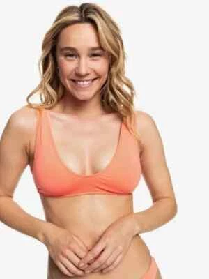 Roxy Junior Medium Solid Orange  Beach Classics Bikini Swimsuit Top NWT - Image 1 of 4