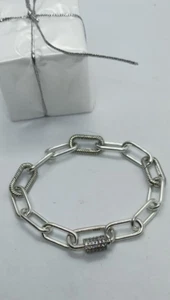 BRACCIALE ARGENTO ANELLI OVALI CHIUSURA VITE CON ZIRCONI RODIATO CM 17,5 EXPLOIT - Imagen 1 de 4