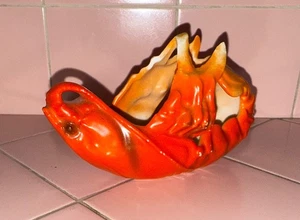 Antique Royal Bayreuth Red Lobster Candy Dish 5.5" Bavaria Claws Blue Mark - Picture 1 of 8