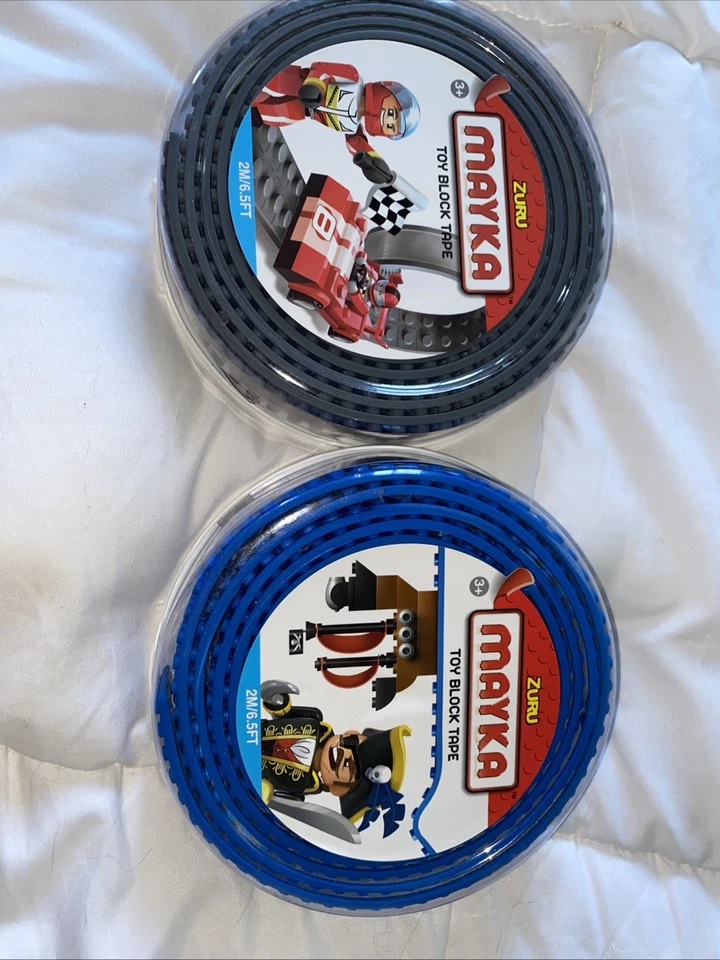 2-Pack Zuru Mayka Toy Block Tape Blue/Gray 2M/6.5 Feet Cut Shape Stick Build - Image 1 of 1