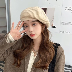 Japanese Hat Warm Women Painter Cap Woolen Korean Style Beanies Knitted Beret - Picture 1 of 12