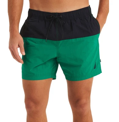 Bañador Nautica Hombre Horizontal Bloqueo de Color 6" Azul Marino/Verde Talla M Foto 1 de 2