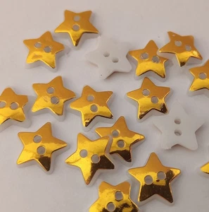 10 goldene Sternknöpfe 12 mm (1/2") Acryl Sterne Weihnachten Nähen Knöpfe Basteln - Bild 1 von 2