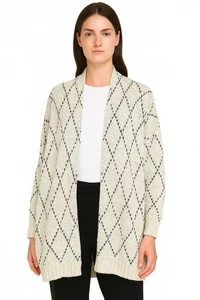 Maglione cardigan Eileen Fisher taglia S 100% cotone biologico pannello finestra diamante - Foto 1 di 8