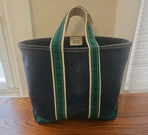 Vintage L L Bean Boat and Tote Navy Blue Green Sawtooth Tag Maine Canvas Tasche - Bild 1 von 10